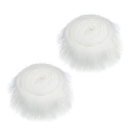 2 Pcs 5 x 150cm Shaggy Faux Fur Roll Plush Artificial Fur Fabric Fluffy Fake Fur Ribbon Precut Faux Fur Fabric Strip Fuzzy Craft Fur Trim for Gnomes Beard Costume White