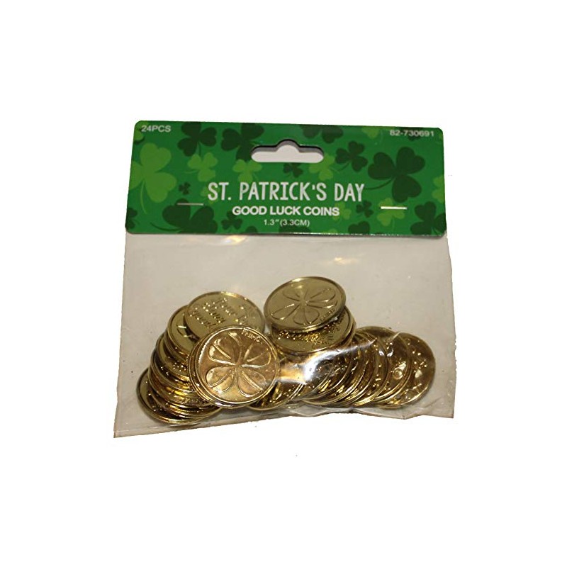 Momentum Brands 24 Pcs. 1.3" Good Luck Coins, Clover Design,
