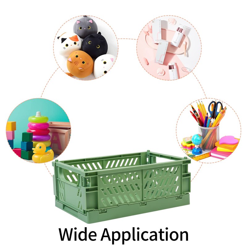 3 Pcs Plastic Folding Storage Crates, Collapsible Mini Storage Baskets,