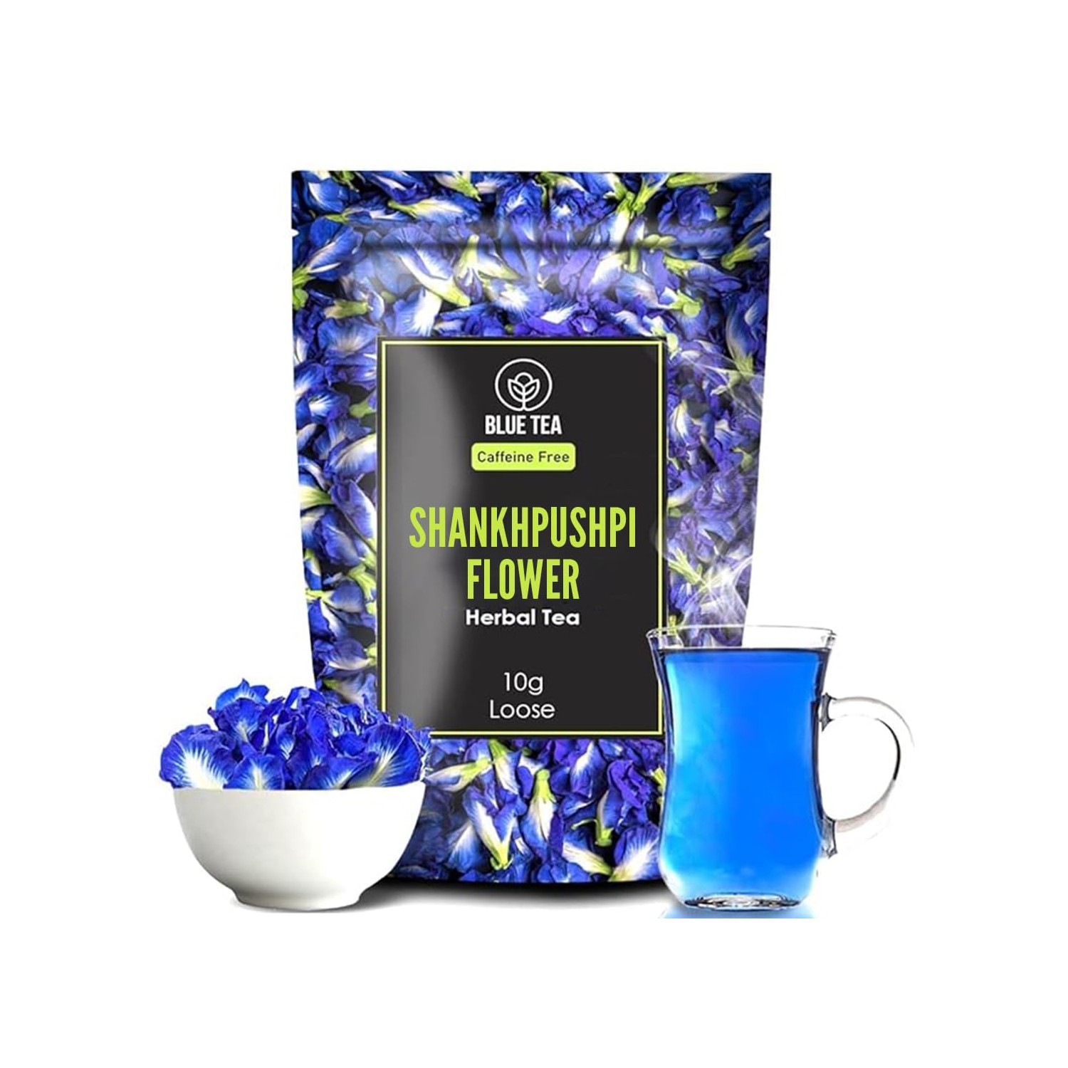 BLUE TEA - Shankhpushpi Flower Tea - 10 gms| herbal tea | Caffeine Free ...