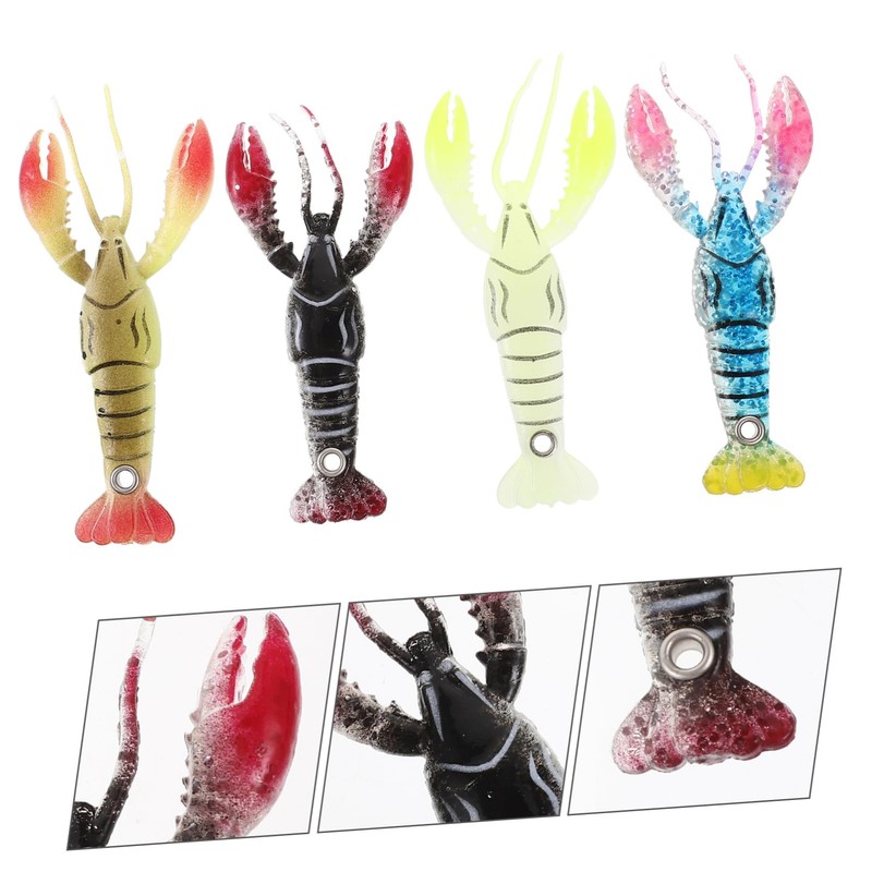 BIUDECO Fishing Baits Set 4pcs Artificial Lobster Fake Fish Bait