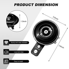NYTKL Motorcycle Electric Horn, 12V 1.5A 105db Waterproof Round Loud Horn Speaker, Universal Small Air Horn Electric Loud Speaker for Motorcycle Scooter Dirt Bike ATV UTV
