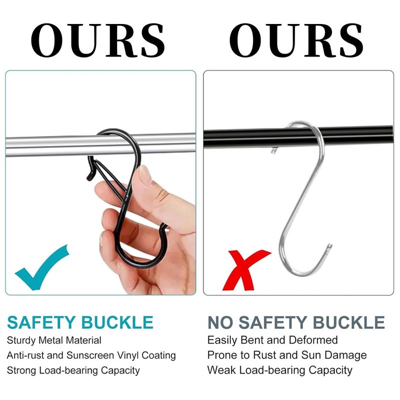 BZKSER S-hooks - 8 pieces hooks for hanging, with safety