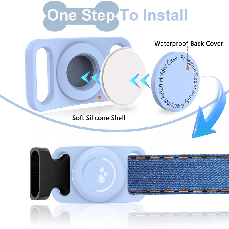 [2 Pack] Waterproof AirTag Dog Collar Holder Case, Silicone Full-Body