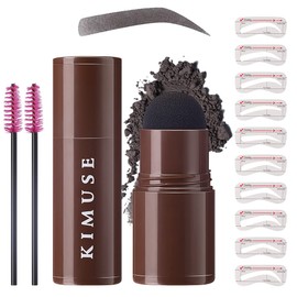 KIMUSE Eyebrow Stamp Stencil Kit - 1 Step Eyebrow Stamp Kit for Perfect Brow with 10 Eyebrow Stencils and Eyebrow Brush, Long-lasting, Waterproof, Smudge-proof, BLACK BROWN