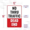1PC No Thru Traffic Dead End Sign, 18 x 12