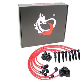 AIP Electronics Dragon FIRE Performance Power Pack with Ignition Coils and Spark Plug Wires Compatible with 1991-2001 Ford Lincoln Mercury 281 302 4.6L 5.0L V8 OEM Fit Kit-1120