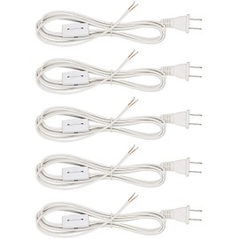 Creative Hobbies White Lamp Cord with Rotary Switch, Polarized Plug, Stripped Ends Ready for Wiring and Repairing Lamps - UL Listed Safe - 6 Foot (5)
