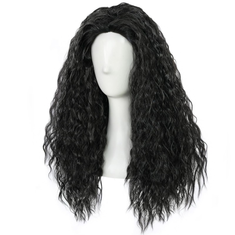 Long Curly Black Wigs Men Women Long Black Wig Rocker
