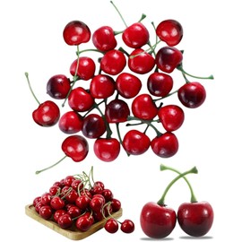 TPZORJX 20 x Artificial Cherries, Fruit Decoration, Cherry Photo Props, Fake Fruit Decoration, Simulation Cherry Model, Lifelike Fruit Cherries Decoration, Home Kitchen Party Decoration, Desk