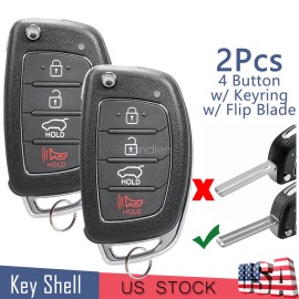 Unbranded 2 For Hyundai Flip Car Key Fob Case 2 Button Repair Shell Sonata Tucson Santa fe