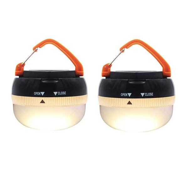 2 Pack LED Lantern Portable Camping Lights Outdoor Tent Light Hanging Camping Lamp with 5 Modes, Restractable Hook for Adults and Kids