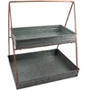 Benzara Galvanized Metal Two Tiered Rectangular Serving Tray, Gray