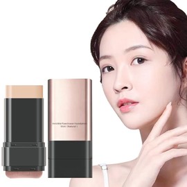 SKYVII Korean Cosmetics Foundation Stick with Brush, Women and Men Foundation Stick with Brush, M Shape Brush Head Double Head Design, Multiple Uses in One Point, High Fit, Waterproof and Sweatproof,