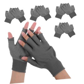WOONEKY 5 Pairs Fingerless Work Gloves for Men and Women Antislip Grip Breathable Mittens for Cold Weather for Driving Cycling Hiking and Winter Activities