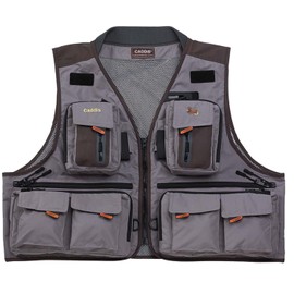 Caddis Waders Men's Northern Guide Breathable Fishing Vest, Grey/Brown, XX-Large