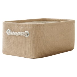 TheWarmHome Basket, Storage Basket, Storage Basket, 11.8 x 7.9 x 5.1 inches (30 x 20 x 13 cm), Drawer Storage, Storage Box, Cotton, Linen, Fabric, Compact Desk Storage, Entrance Storage, Toy Storage, Foldable, Stylish Interior Accessories, Durable, Beige