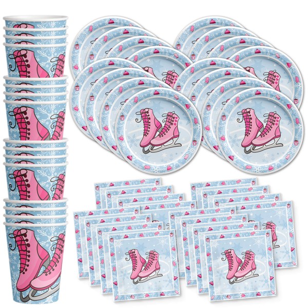 Ice Skating Birthday Party Supplies Set Plates Napkins Cups Tableware Kit for 16