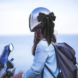 Ronyme Helmet Decor Large Removable Bow Decoration Embellishments for Skiing Snowboarding, Black