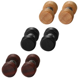 Aroncent Classic Wood Ear Stud Earring Stianless Steel Pin 8/10/12mm 6PCS Black Brown Wooden