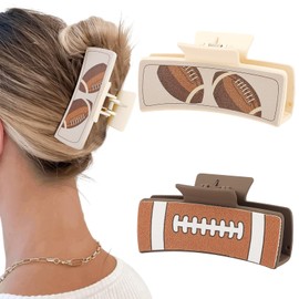 Hapdoo Football Western Claw Clips, PU Leather Square Hair Clips Western Accessories for Cowgirl, 4” Western Hair Clips Set Country Stuff Gifts for Women Girls