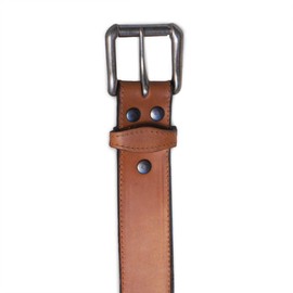 R.G. BULLCO - 1-1/2" Full Grain Leather Belt with Rawhide Weave and 3 Floral Conchos - Brown - Size 36 - RGB-4576S