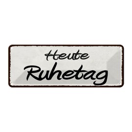 mrdeco Metal Sign 27 x 10 cm Curved Today Rest Day Decorative Tin Sign