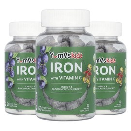 Yam V's Iron Vitamin C Grape Flavored Gummies 60 pcs 2+1, 3 pcs, 60 servings / 얌브이스 철분 iron 비타민C 포도 맛 구미젤리 60개 2+1, 3개, 60회분