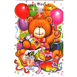 Generic 1 Birthday Card for Grandfather Grandpa Relatives Teddy Bear w/ Envelope