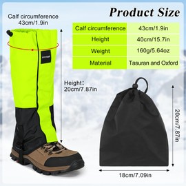 yuuzue Leg Gaiters for Hiking - Waterproof Adjustable Gaiters for Men & Women, Snow Boot Gaiters | Lightweight Durable Hiking Accessories | Ideal for Hiking Walking Climbing Hunting Skiing