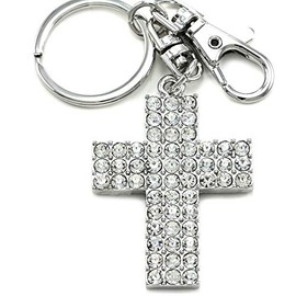 Soulbreezecollection Christian Cross Dangle Clear Rhinestones Fashion Keychain Key Ring Charm