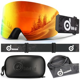 Odoland Ski Goggles, Cylindrical OTG Wide View Anti-Fog Windproof Snowboard Snow Goggles Men Women Youth, Helmet Compatible