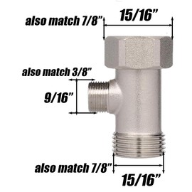 Bidet T Adapter, 7/8” x 7/8” x 3/8” T Valve Adapter for Bidet, 3 Way Tee Connector Valve for Toilet, Brass