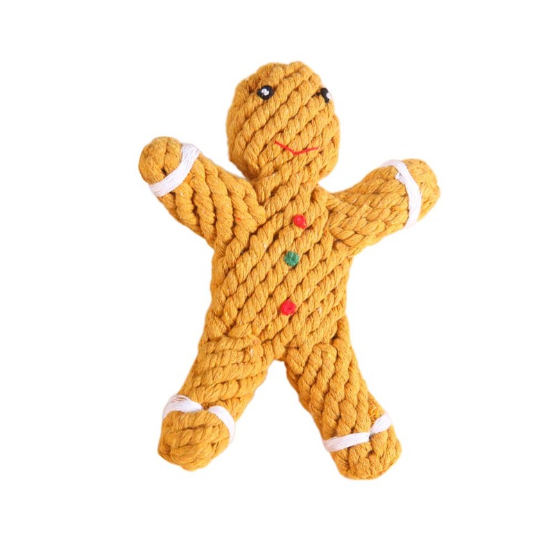 PRETYZOOM Rope Dog Toy Christmas Chew Toy Gingerbread Man Bite