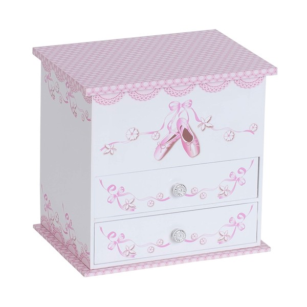 White Illustrated “Angel” Girl’s Musical Twirling Ballerina Ballet Shoes Jewelry Box by Mele & Co.
