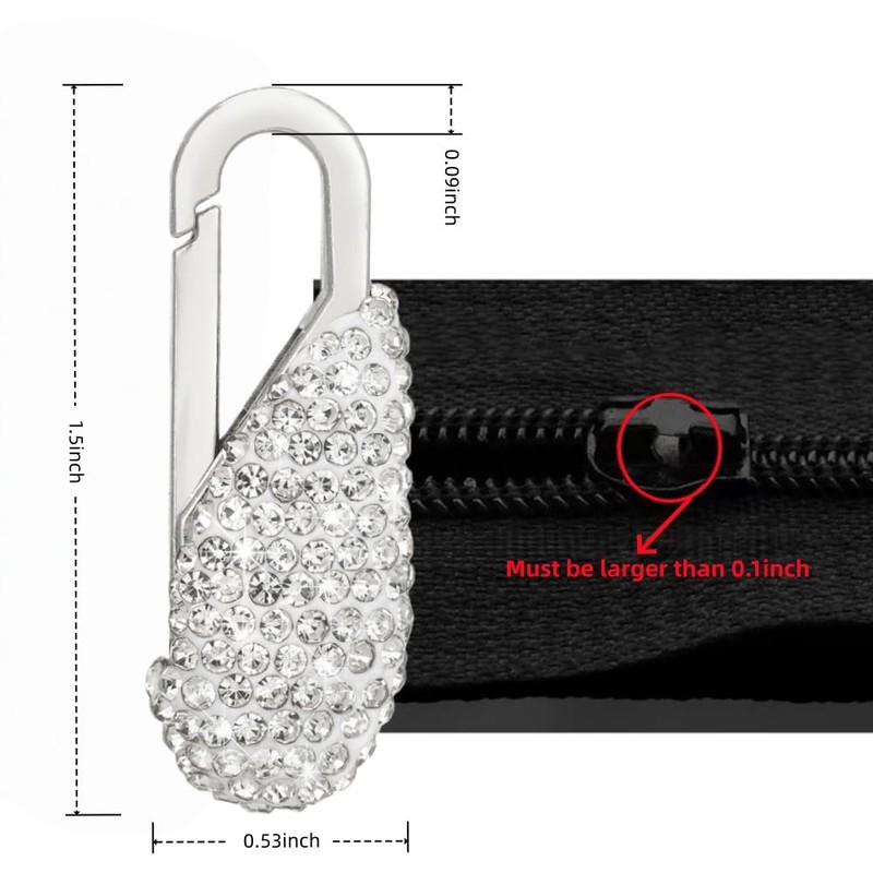 4 Pcs Bling Zipper Pull Replacement Universal Decorative Zipper Handle
