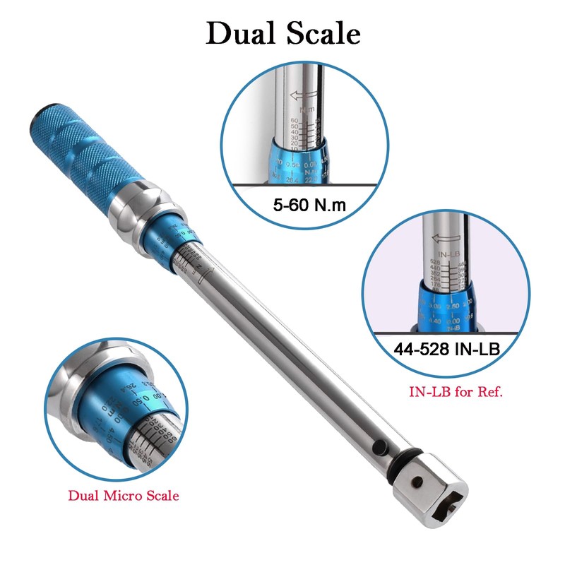 COTOUXKER Open End Adjustable Torque Wrench, 5 to 60 Nm
