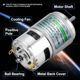 775 DC Motor 12v DC Motor High Torque DC Motor Max 20000 RPM Dual Ball Bearings Quiet Power Wheels Motor Upgrade DC Motor（with Bracket） (D Shaft Motors-2Pack)