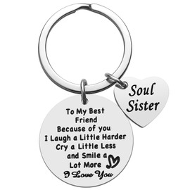 iJuqi iJuqi Soul Sister Keychain Gift for Best Friends - Birthday and Christmas Gifts for Women