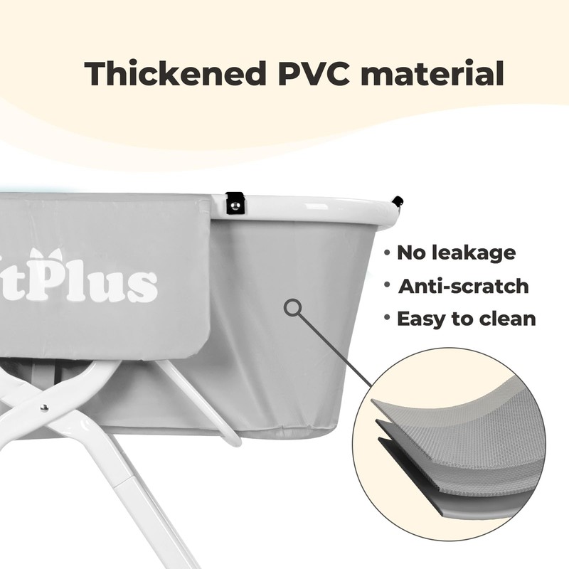 KITPLUS Portable Dog Bathtub, 5 Height Adjustable Dog Washing Station