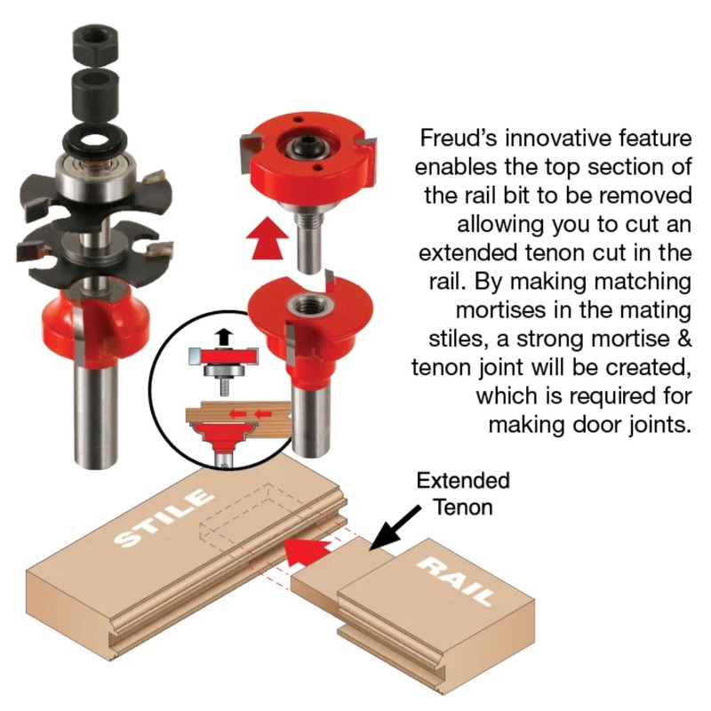 Freud Premier Adjustable Rail & Stile Bit - Round Over