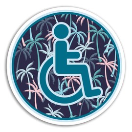 2 x 10cm Tropical Surf Disabled Vinyl Stickers - Mobility Badge Sticker #18144 (10cm Wide)