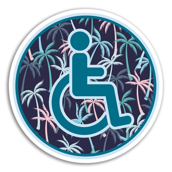 2 x 10cm Tropical Surf Disabled Vinyl Stickers - Mobility