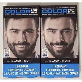 SET OF 2 Color For Him Mens Facial Hair Dye Black Mustache Beard Brush In