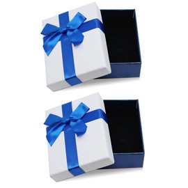 2Pcs Small Gift Boxes, 9x7x3cm Jewellery Gift Box with Lid Ring Earrings Necklace Bracelet Gift Boxes Small Paper Boxes for Gift Present (Blue)