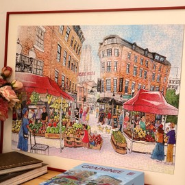 Graphinee 1000 Pieces Jigsaw Puzzles for Adults, Boston Bazaar Puzzle, Unique Shape Puzzles for Family Friends Challenging Games