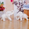 Gishima Set of 2 White Ceramic Elephant Lovers Statue Figurines