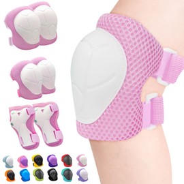 Inkidio Knee Pads for Kids Unicorn Protective Gear Set Knee Pads and Elbow Pads Set with Wrist Guard for Girls Boys Roller Skates Inline Skatings Scooter Cycling Bike Skateboard(Medium Pink)