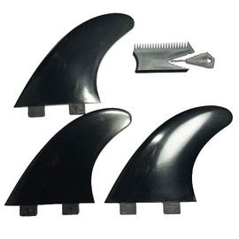 HFEXI HF-SFBK3 Soft Fin 3 Fins FCS Compatible, Set of 3, Black with Wax Comb + Finkey