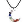 7 Chakra Crystal Healing Stone Crystal Moon Necklace,Wire Wrapped Healing